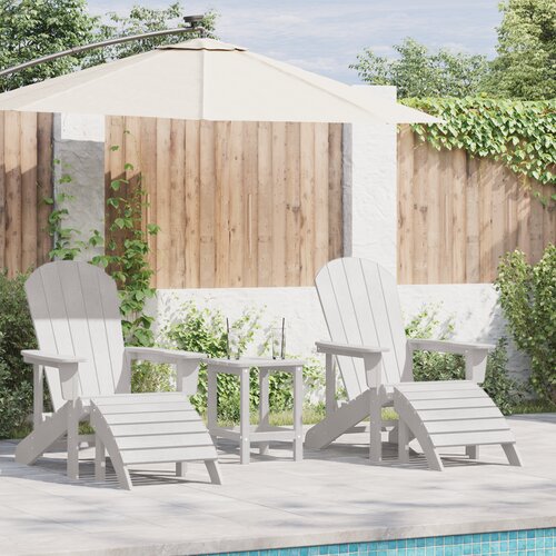 VidaXL Adirondack Stoli s Oslonci za Noge 2 kosa Bela HDPE Slike
