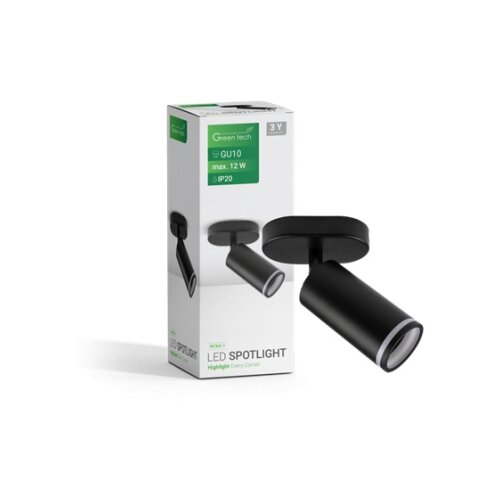Greentech LED spot svjetiljka Green Tech, GU10 X 1 kom, crna boja Cijene