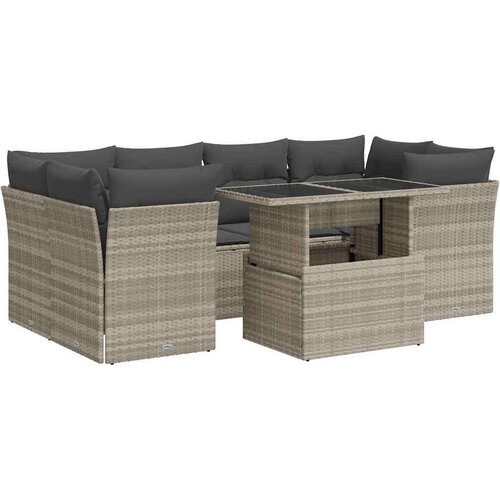 VidaXL 7-dijelni set vrtnih sofa svjetlosivi od poliratana Slike
