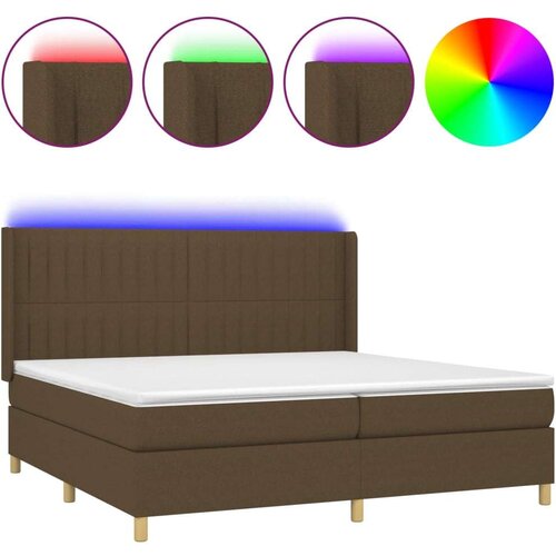  Krevet box spring s madracem LED tamnosmeđi 200x200 cm tkanina Slike