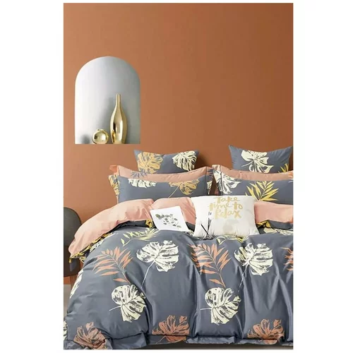 Mila Home Siva podaljšana posteljnina za zakonsko posteljo z rjuho 200x220 cm Leaf –