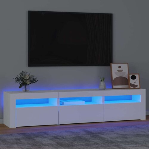 TV ormarić s LED svjetlima bijeli 180 x 35 x 40 cm Slike