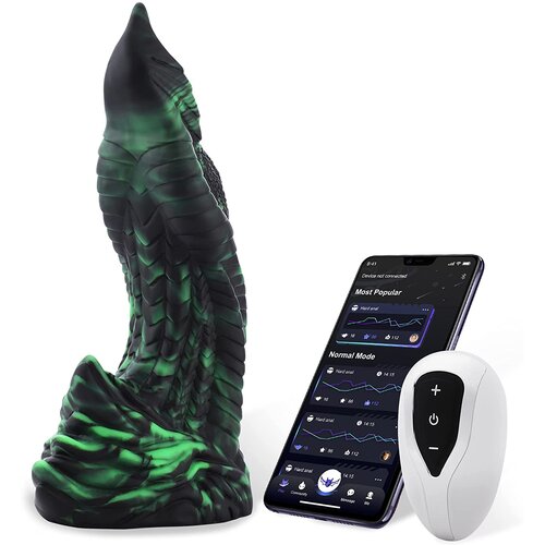 HiSmith WDA015-M Wildolo Glow in the Dark Fantasy Dildo Vibrator with App 24cm Green Cene