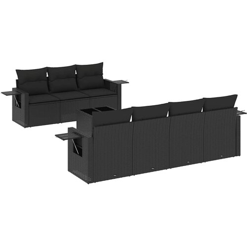  8-dijelni set vrtnih sofa od poliratana s jastucima crni Crna 85 x 62 x 69 cm Slike