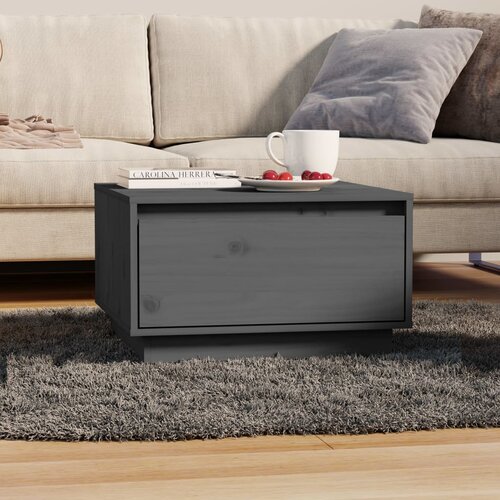 VidaXL Klubska mizica siva 55x56x32 cm trdna borovina Slike