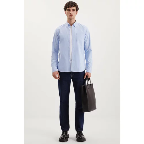 GRIMELANGE Cliff Oxford Regular Blue Single Shirt