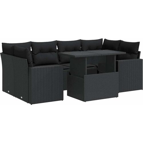 Maison Chic Seti vrtnega pohištva - Vrtna garnitura - Vrtni pohištvo set 7-delna z blazinami črn poli ratan, (21801402) Cene