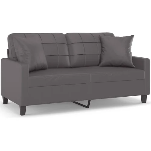 MAISON CHIC kavč - Sofa - Kanape dvosed z okrasnimi blazinami siv 140 cm umetno usnje, (21727606)