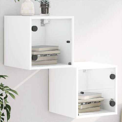 VidaXL Noćni ormarići sa staklenim vratima 2 kom bijeli 35x37x35 cm Slike