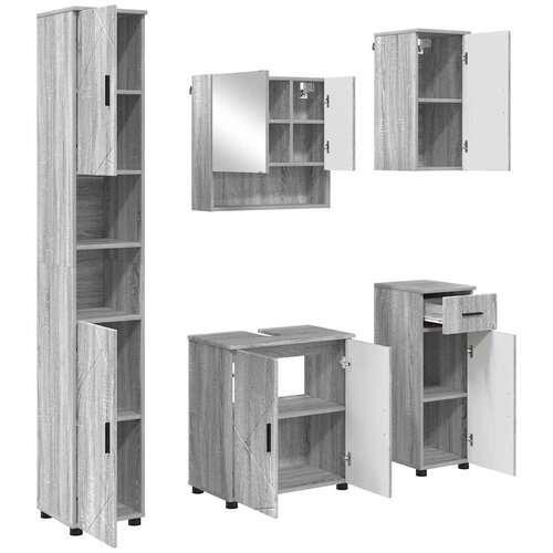  Set namje&amp;scaron;taja za kupaonicu 5 kom. Siva Sonoma 61 x 35 x 64 cm Slike
