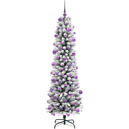 VidaXL Umjetno božićno drvce s stalakom Zelena i bijela 210 cm Slike