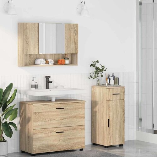 VidaXL set namje&amp;scaron;taja za kupaonicu s ladicama zidne 3 pcs sonoma hrast Slike