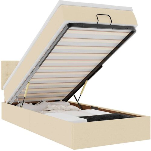 VidaXL otomanski okvir kreveta s madraca krem 80x200cm od tkanine Slike