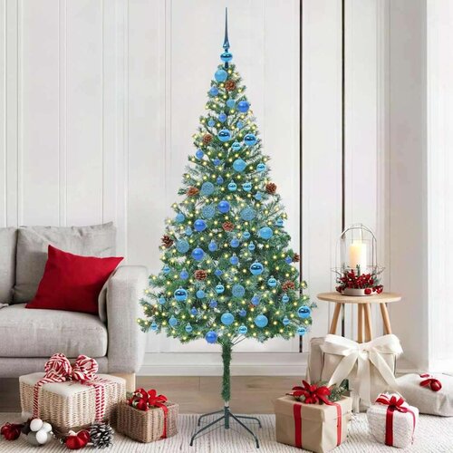 vidaXL Umestno božično drevo med 300 LED Zelena 180 cm PVC in Jeklo Cene