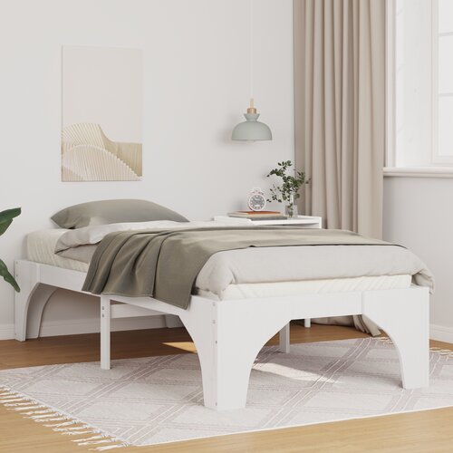vidaXL Posteljni okvir Bela 100 x 200 cm Trdna borovina Cene