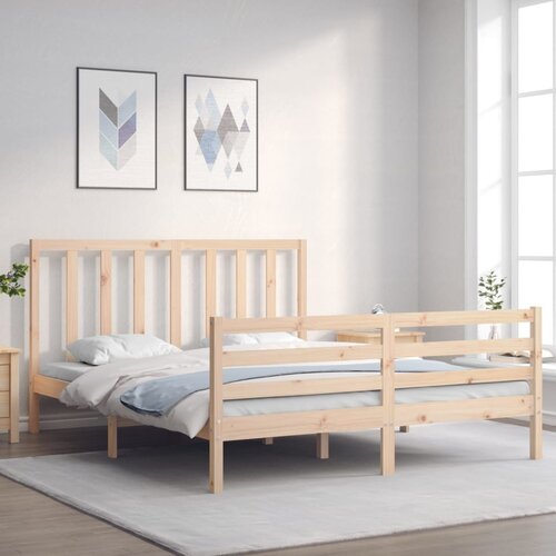 vidaXL Okvir kreveta s uzglavljem 160 x 200 cm od masivnog drva Cijene
