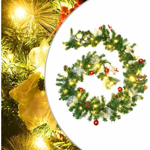  Božićna girlanda s LED svjetlima zelena 2,7 m PVC Cijene