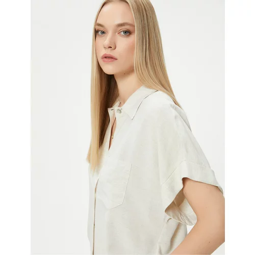 Koton Linen Blend Shirt Short Sleeve Buttoned Classic Collar