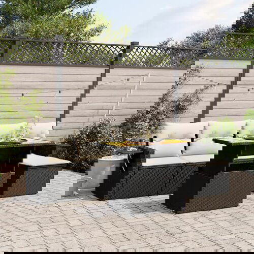 The Living Store Vrtna sedežna garnitura 6-delna z blazinami črna poli ratan - Vrtna Sedežna Garniture, (21480960) Cene