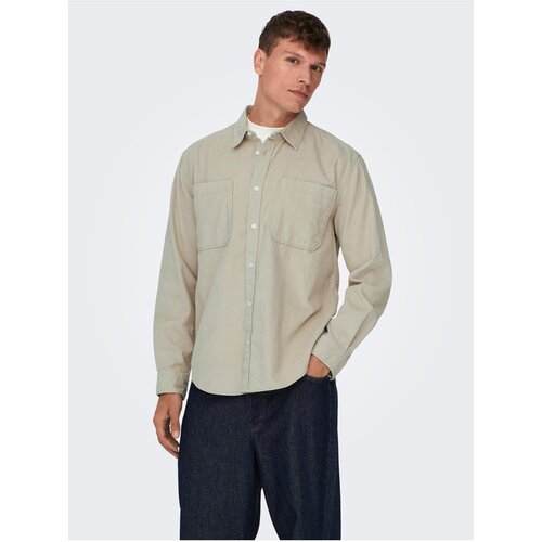 Only Beige Mens Upper Corduroy Shirt &amp;amp; SONS Alp - Men Slike