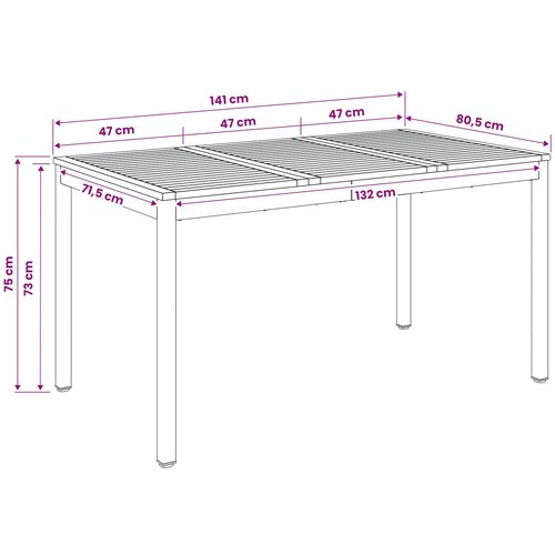  Stol za večeru u vrtu Prirodna i crna 141 x 80,5 x 75 cm Slike