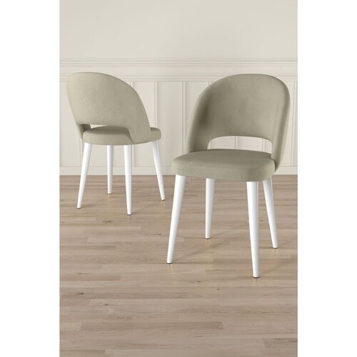 Hanah home set trpezarijskih stolica Pane 6 kom, krem tkanina Babyface, bele metalne noge Cene