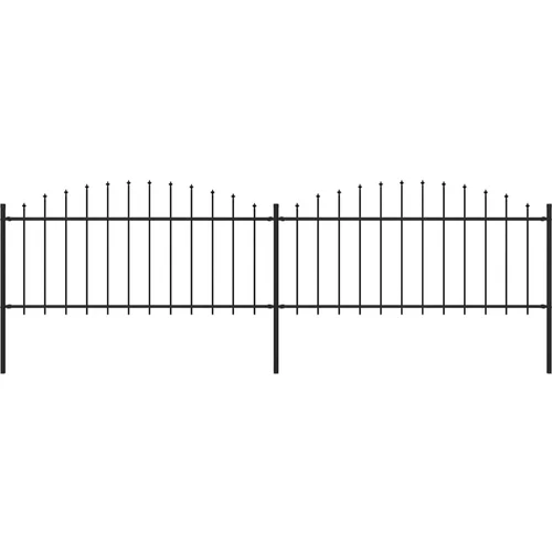 vidaXL vrtna ograja s koničastimi vrhovi jeklo (0,5-0,75)x3,4 m črna