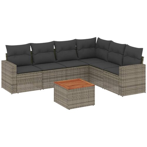 Maison Chic Seti vrtnega pohištva - Vrtna garnitura - Vrtni pohištvo set 7-delna z blazinami siv poli ratan, (21802838) Cene