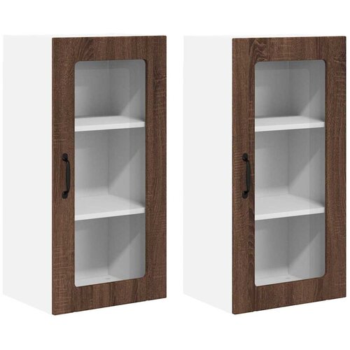 vidaXL Stenska kuhinjska omarica 2 pcs Rjav hrast 40 x 31 x 80 cm, (5000091904) Cene