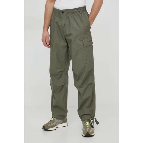 Calvin Klein Jeans Bombažne hlače zelena barva