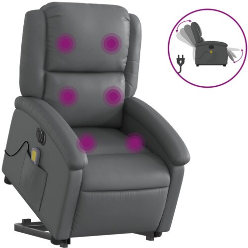 Maison Chic Električni masažni stol - Relax naslanjač s funkcijo vstajanja sivo umetno usnje, (22061232) Cene