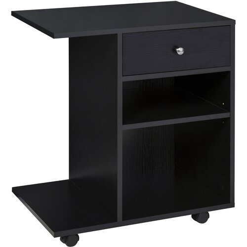 Vinsetto Črna lesena omara za tiskalnike z 1 predalom, 2 policama in polico za procesor, za pisarno 60x40x68,5 cm, (20754113) Cene