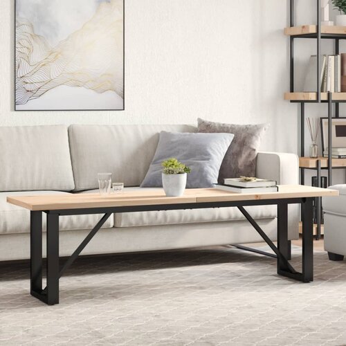 vidaXL Klubska mizica O okvir 160x40x45,5cm trdna borovina lito železo Cene