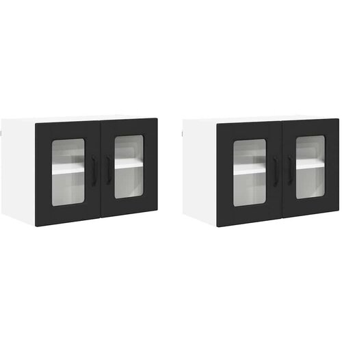  Zidni kuhinjski ormarić s policom 2 pcs Crna 60 x 31 x 40 cm Slike