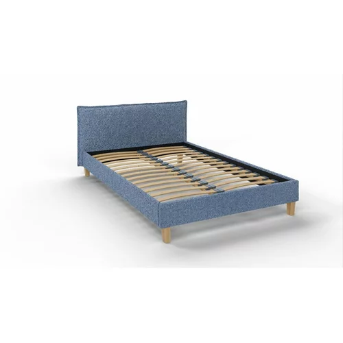 Ropez Modra oblazinjena zakonska postelja z letvenim dnom 140x200 cm Tina – Ropez