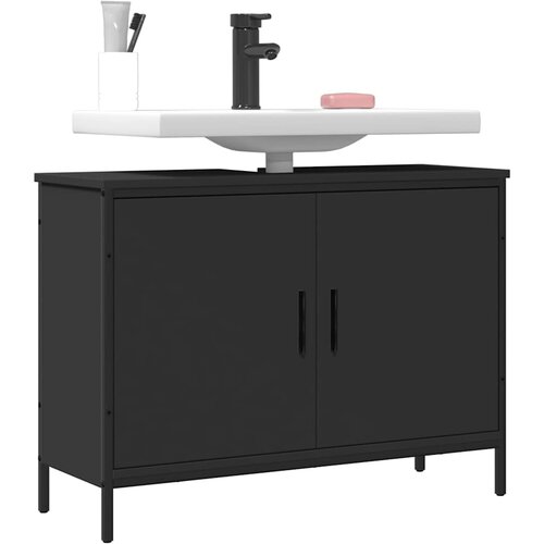 Ormarić za umivaonik crni 80 x 30 x 60 cm konstruirano drvo Cene