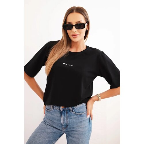 Polski Women's cotton blouse with Minimal print black Cijene