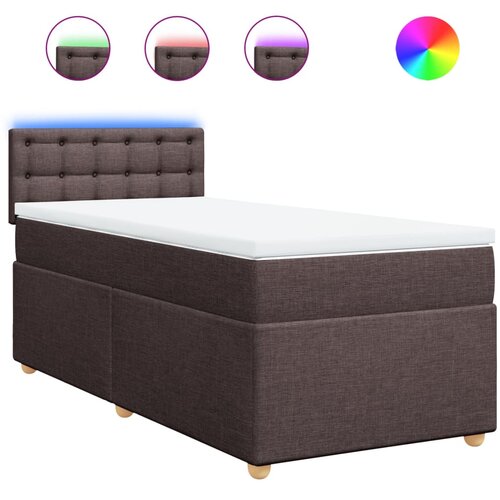 vidaXL Box spring postelja z vzmetnico temno rjava 90x200 cm blago, (21292073) Cene