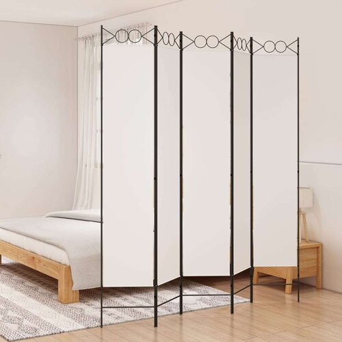 Sobna pregrada s 5 panela bijela 200x220 cm od tkanine Cijene