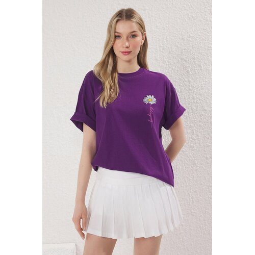 TRENDYOLMILLA Ženska majica TWOSS25TS00147, Ljubičasta Slike