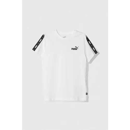 Puma Otroška bombažna kratka majica Ess Tape Tee B bela barva