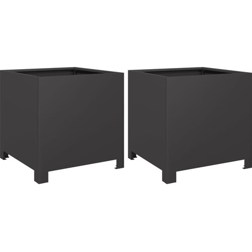 Maison Chic Vrtno korito - Greda - Cvetlični Lonec 2 kosa črna 40x40x40 cm jeklo, (21790345) Slike