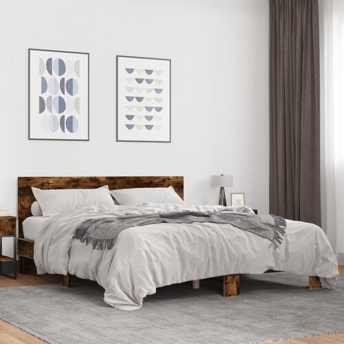 Furnova Posteljni okvir dimljeni hrast 160x200 cm inž. les in kovina, (21934425) Slike