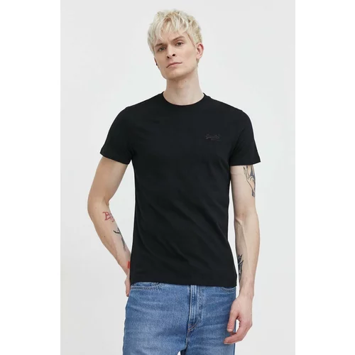 Superdry Pamučna majica za muškarce, boja: crna, bez uzorka