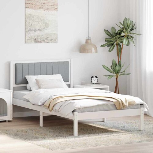  Krevetni okvir s tapiciranim uzglavljem Svijetlo siva Bijela 100 x 200 cm Slike