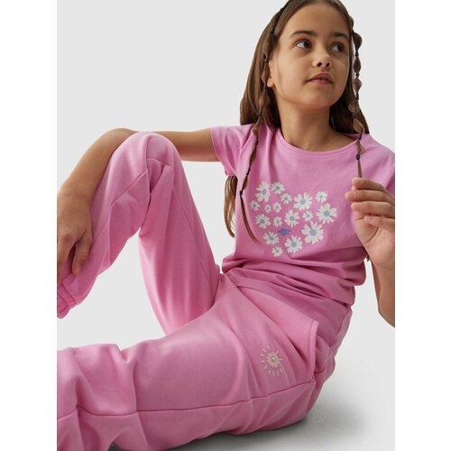 4f organic cotton t-shirt for girls - pink Slike