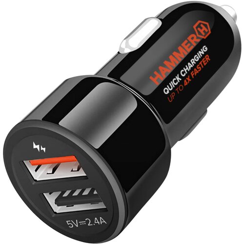 Hammer Avtopolnilec 30W, 2x USB vžigalnik za cigarete, polnilna crpalka Express by Mediatek - crna, (20650956) Cene
