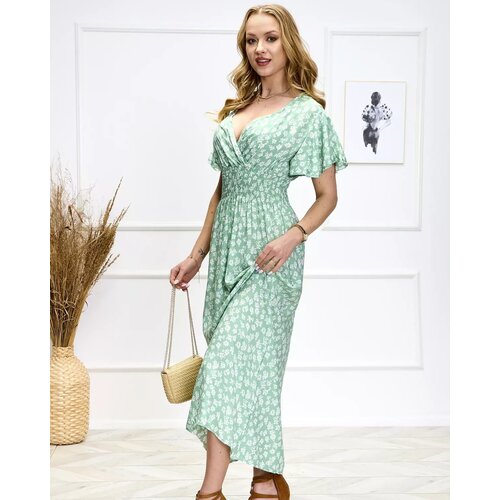 Resti Green women's maxi dress in floral pattern- Clothing Cene