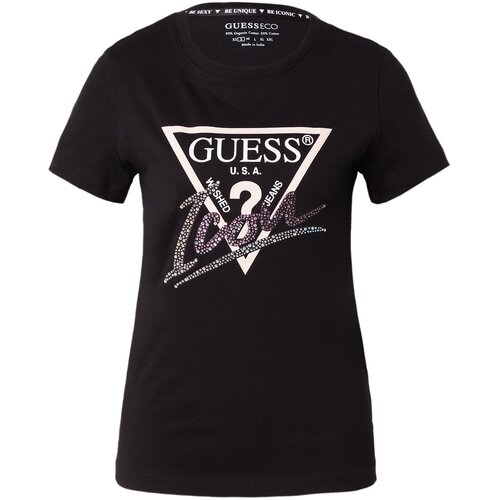 Guess Majica roza / pastelno roza / crna / bijela Cijene