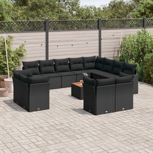 vidaXL 13-dijelni set vrtnih sofa s jastucima poliratan crni Cijene